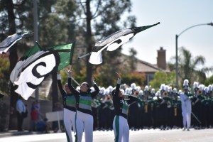 Kaiser Band and Color Guard performing in a band reivew